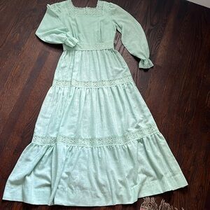 Vintage 1970s Sears boho linen maxi dress size small/medium